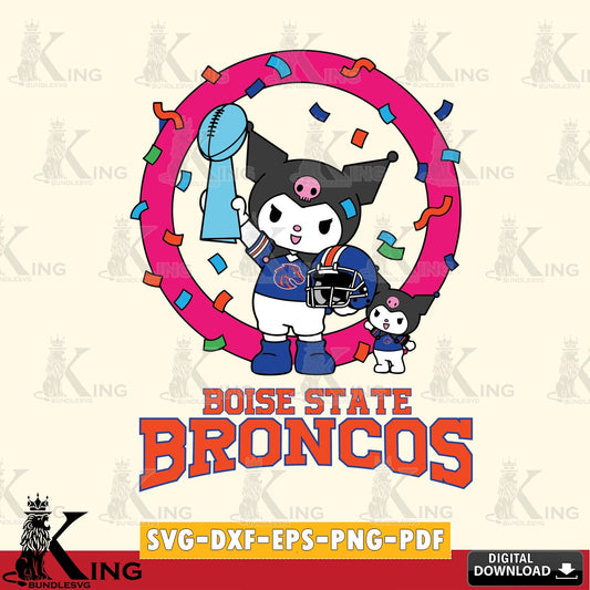 Boise State Broncos Kuromi Football Champion SVG file, Cricut, Cut file  , Digital Download , Instant Download, Sanrio svg, Clipart