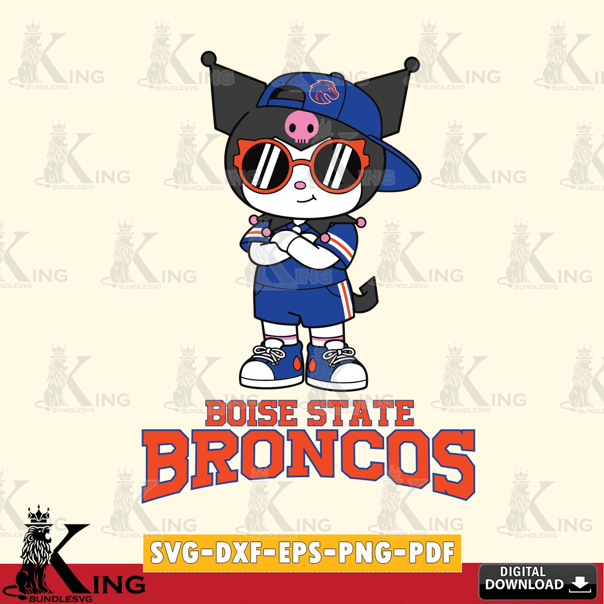 Boise State Broncos Kuromi Football Jersey SVG file, Cricut, Cut file  , Digital Download , Instant Download, Sanrio svg, Clipart