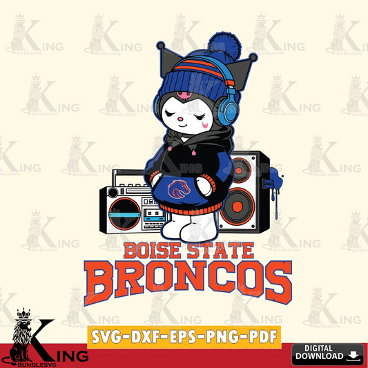 Boise State Broncos Kuromi Football Music SVG file, Cricut, Cut file  , Digital Download , Instant Download, Sanrio svg, Clipart