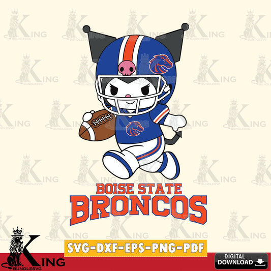 Boise State Broncos Kuromi Football Run SVG file, Cricut, Cut file  , Digital Download , Instant Download, Sanrio svg, Clipart