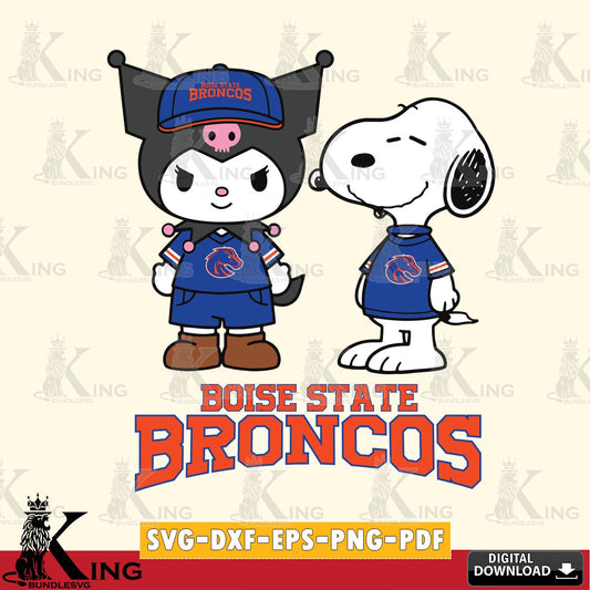 Boise State Broncos Kuromi Snoopy Football SVG file, Cricut, Cut file  , Digital Download , Instant Download, Sanrio svg, Clipart