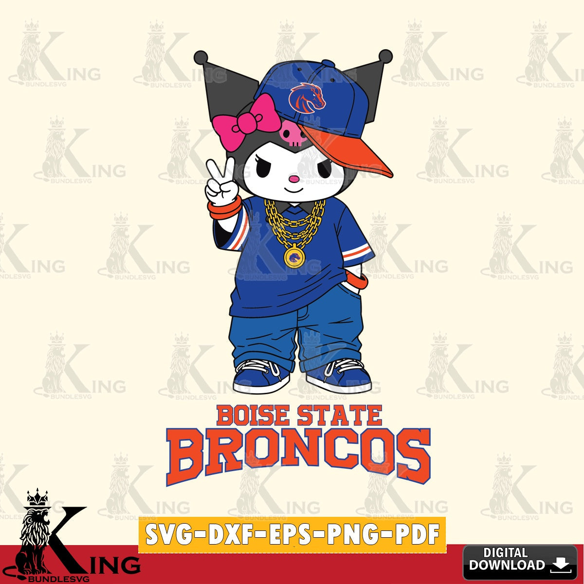 Boise State Broncos Kuromi Streetwear Style SVG file, Cricut, Cut file  , Digital Download , Instant Download, Sanrio svg, Clipart