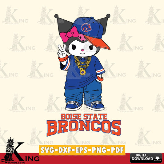Boise State Broncos Kuromi Streetwear Style SVG file, Cricut, Cut file  , Digital Download , Instant Download, Sanrio svg, Clipart
