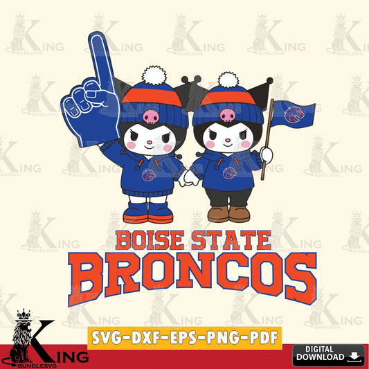 Boise State Broncos Kuromi rugby Fan SVG file, Cricut, Cut file  , Digital Download , Instant Download, Sanrio svg, Clipart