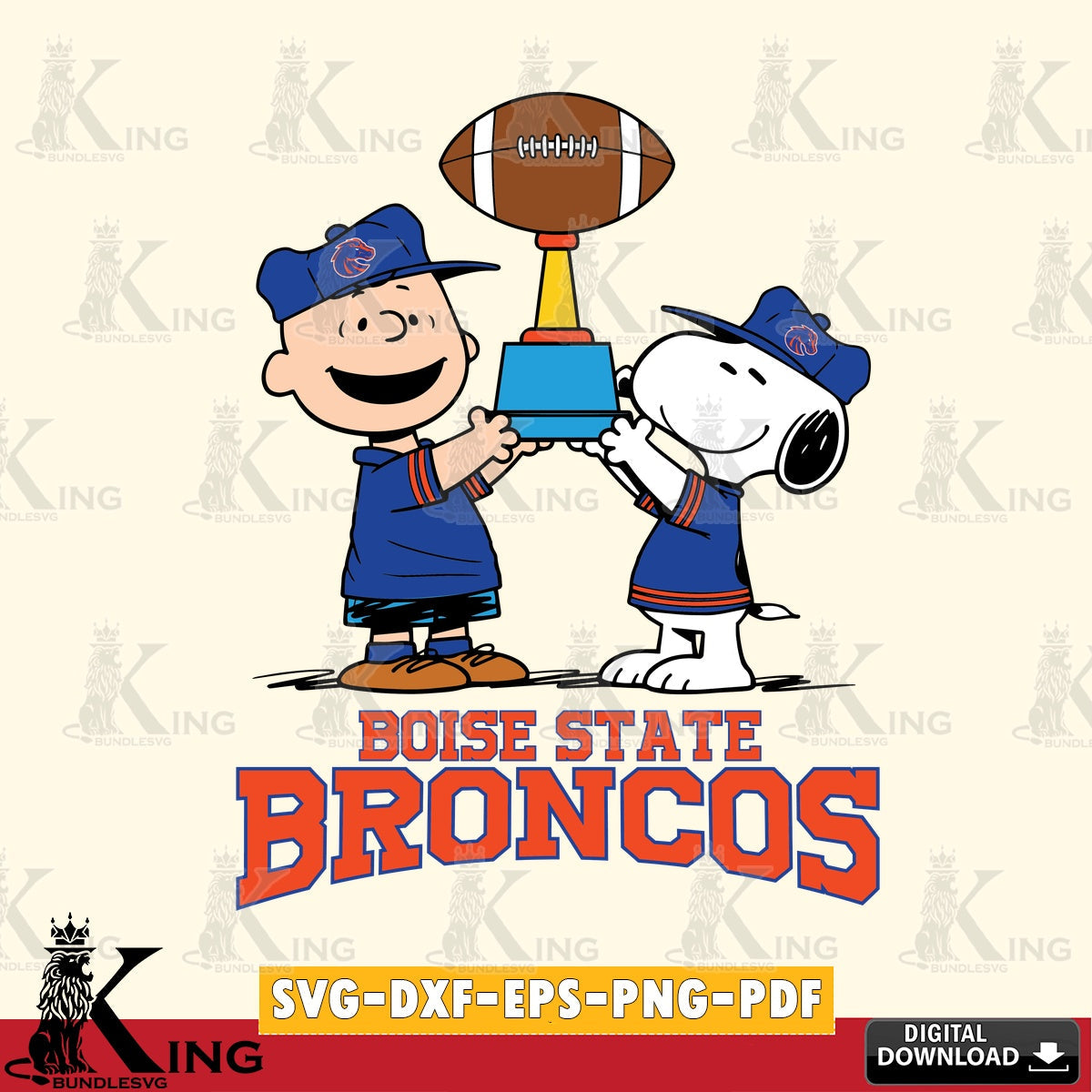 Boise State Broncos Peanuts Football Trophy SVG, Cricut, Cut file  , Digital Download , Instant Download, Peanuts svg, NCAA svg, Football svg, Sport svg