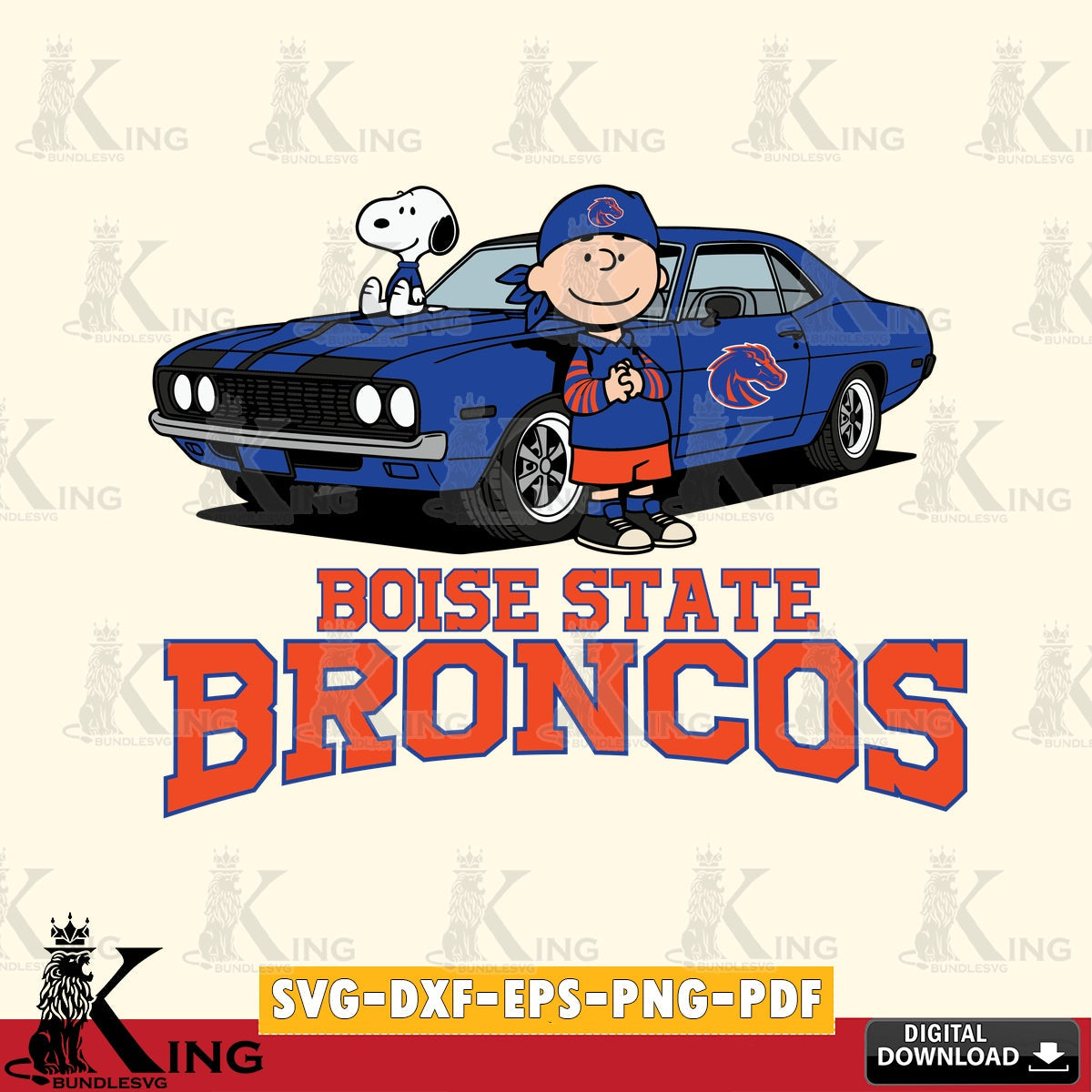 Boise State Broncos Peanuts Muscle Car SVG, Cricut, Cut file  , Digital Download , Instant Download, Peanuts svg, NCAA svg, Football svg, Sport svg