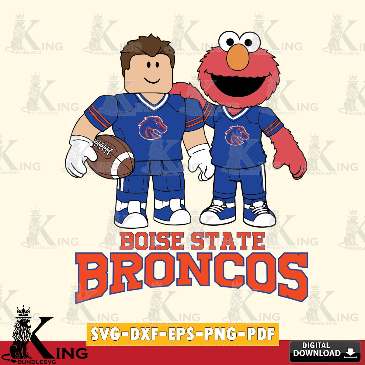 Boise State Broncos Roblox & Elmo Football SVG file , NCAA Cricut,  File cut , Digital Download , PDF File