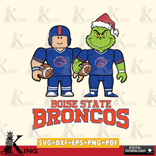 Boise State Broncos Roblox & Grinch Football SVG file , NCAA Cricut,  File cut , Digital Download , PDF File