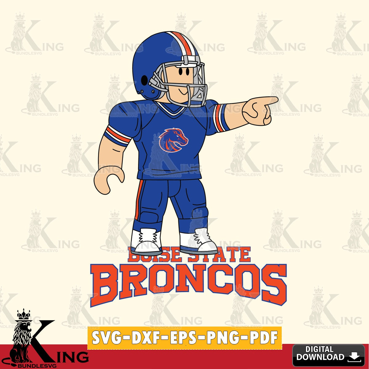 Boise State Broncos Roblox Player Football SVG file , NCAA Cricut,  File cut , Digital Download , PDF File
