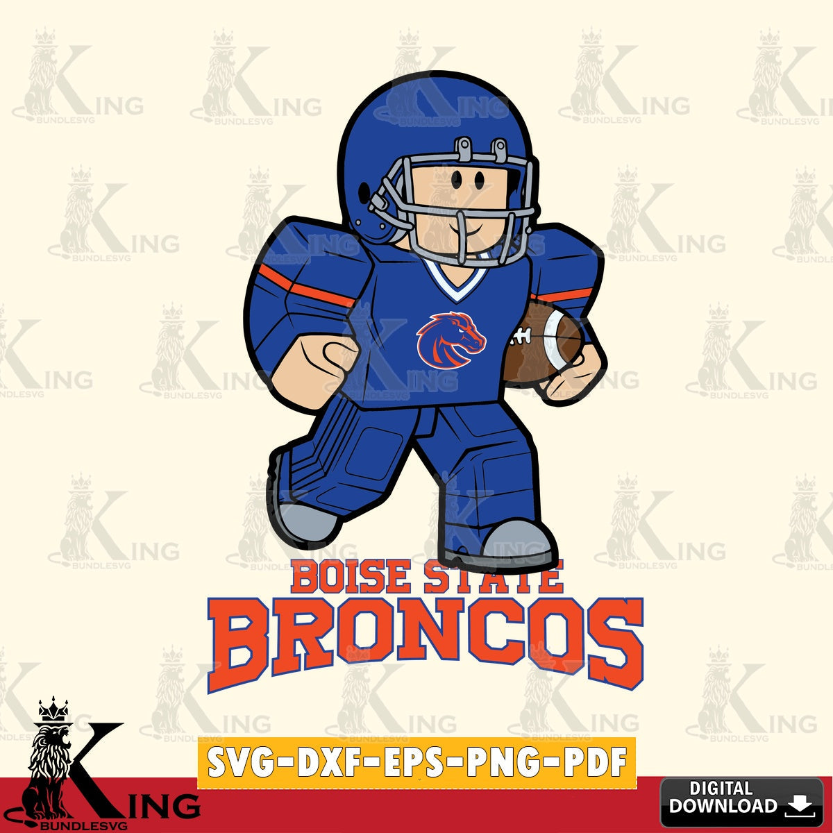 Boise State Broncos Roblox Player Rugby SVG file , NCAA Cricut,  File cut , Digital Download , PDF File
