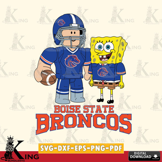 Boise State Broncos Roblox & Spongebob Football SVG file , NCAA Cricut,  File cut , Digital Download , PDF File