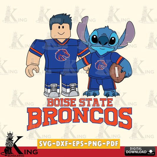 Boise State Broncos Roblox & Stitch Football SVG file , NCAA Cricut,  File cut , Digital Download , PDF File