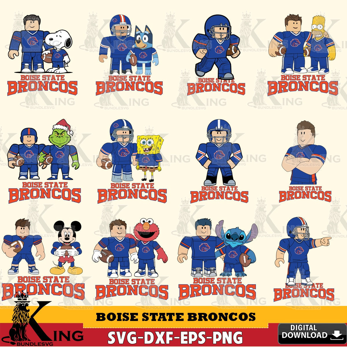 Boise State Broncos Roblox With Friends football NCAA Bundle SVG file , NCAA Cricut,  File cut , Digital Download , PDF File
