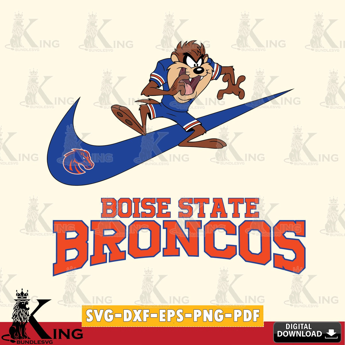 Boise State Broncos Taz Football Nike SVG file, Cut file  , Digital Download , Instant Download, Taz svg, NCAA svg