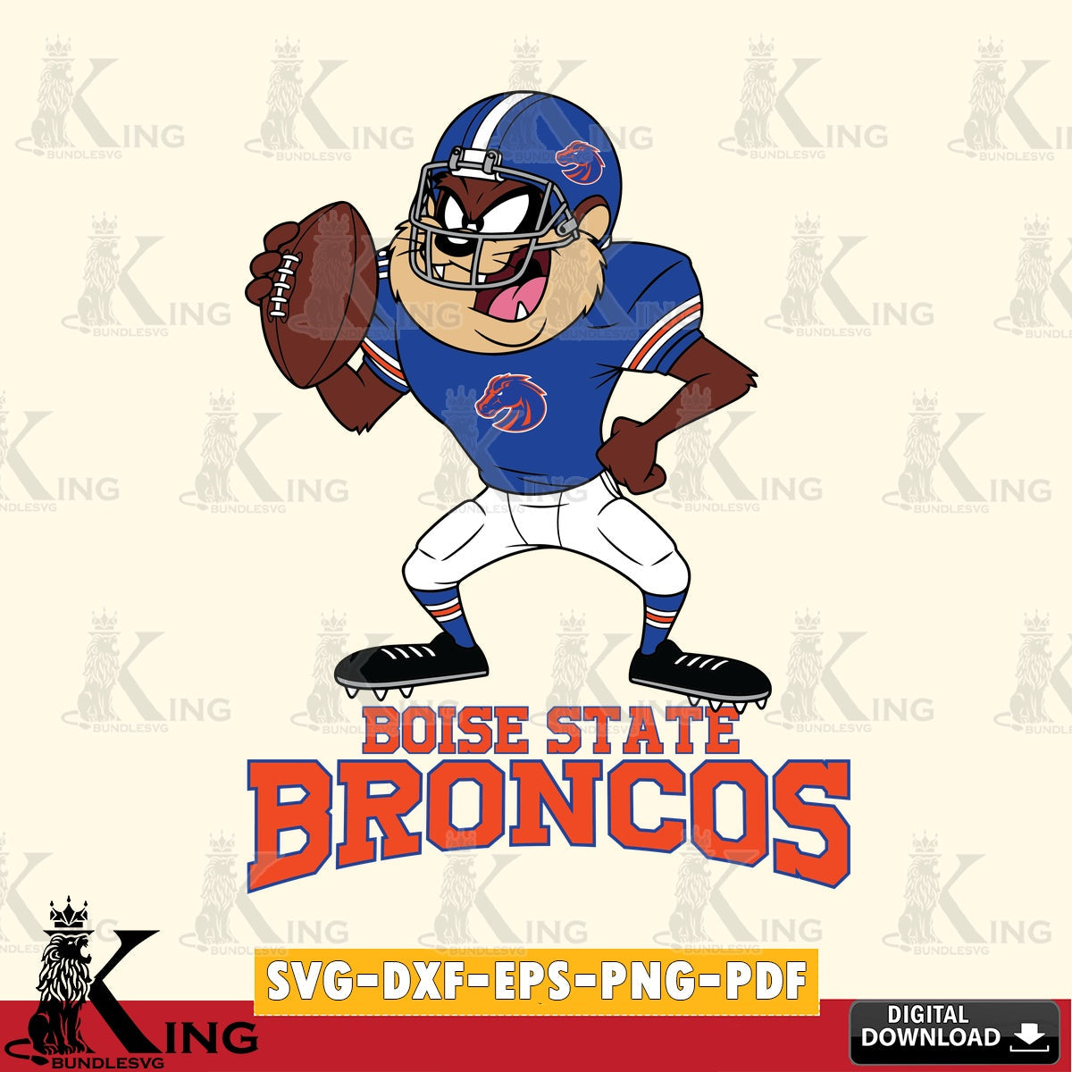 Boise State Broncos Taz Football Player SVG file, Cut file  , Digital Download , Instant Download, Taz svg, NCAA svg