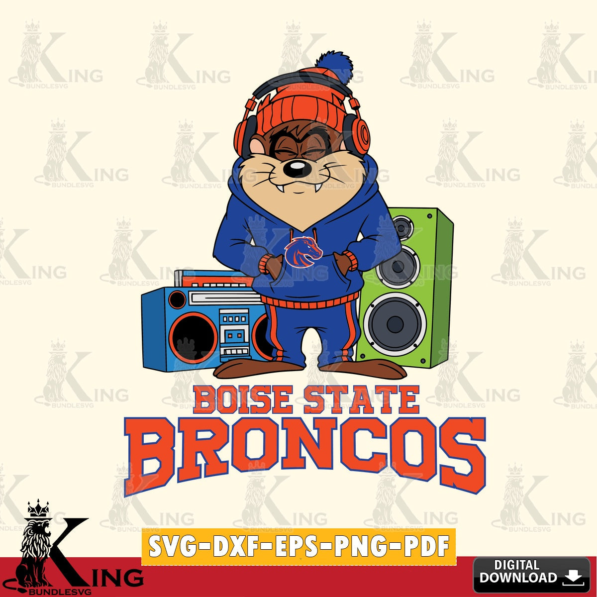 Boise State Broncos Taz Hip Hop SVG file, Cut file  , Digital Download , Instant Download, Taz svg, NCAA svg