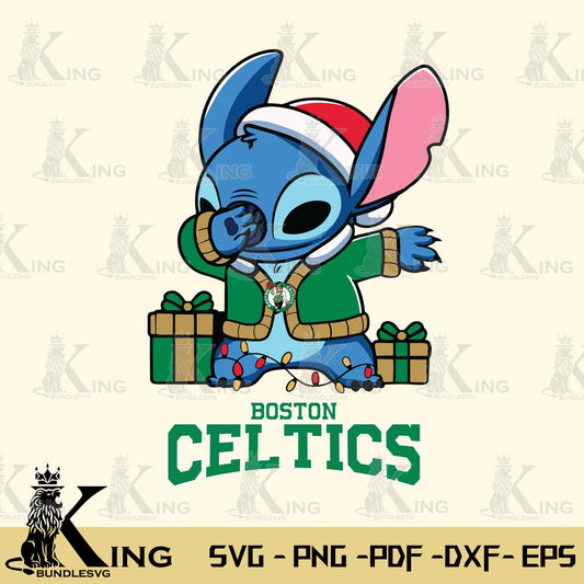 Boston Celtics Stitch Merry Christmas Svg Eps Dxf Png File, Digital Download