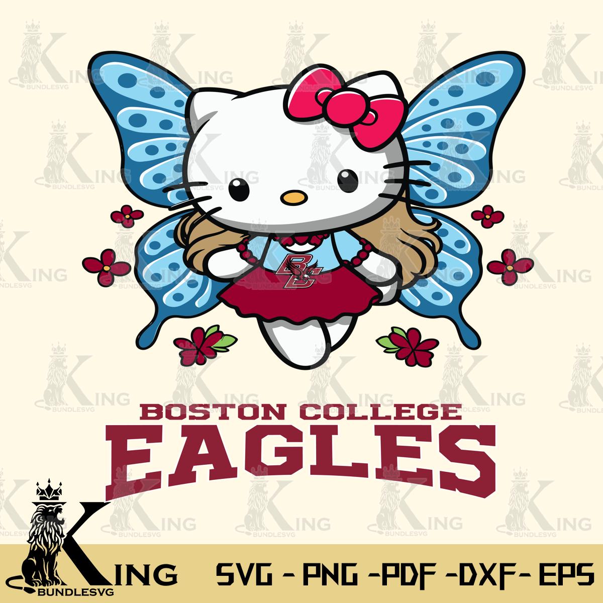 Boston College Eagles Butterfly Kitty Charm Svg Eps Dxf Png File, Digital Download