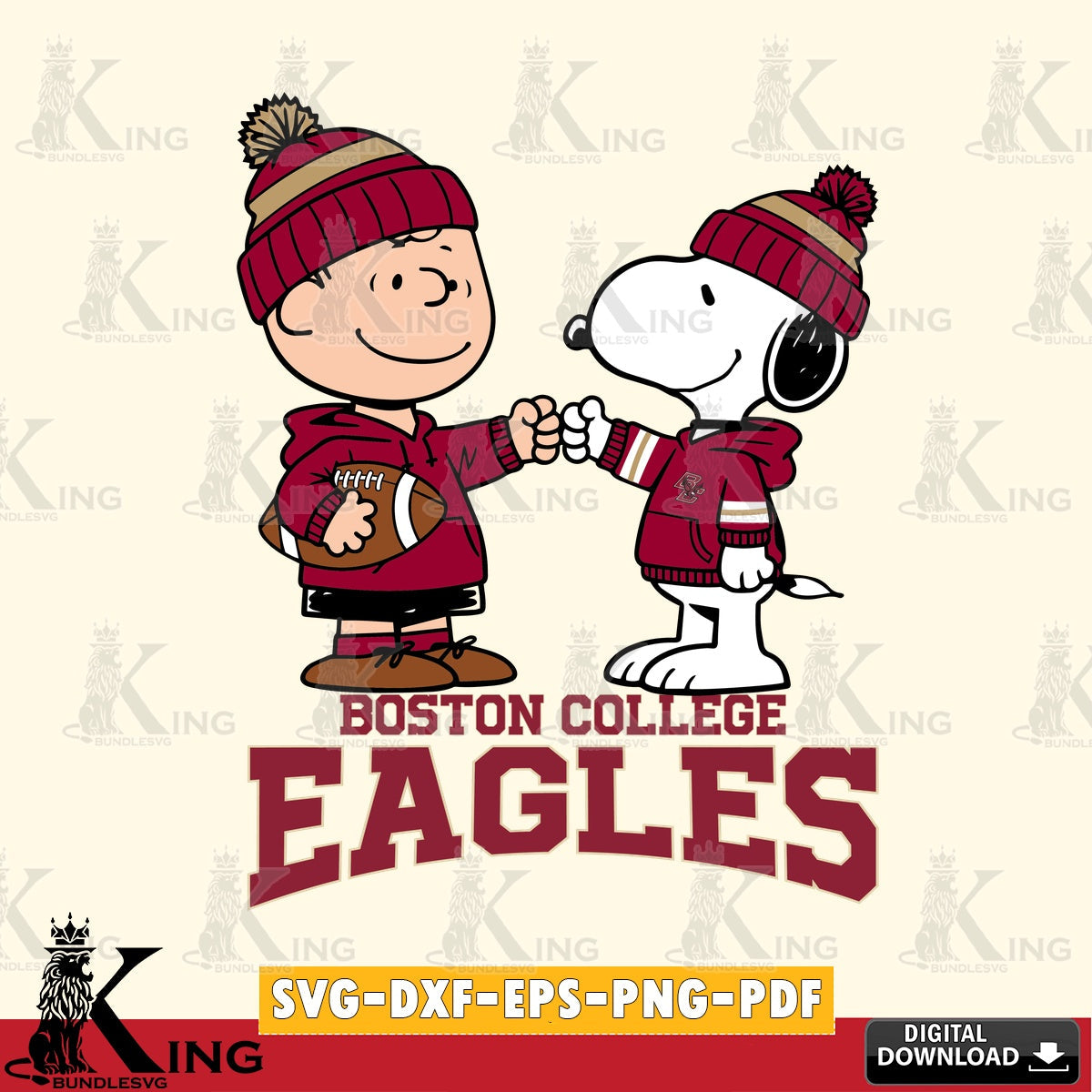 Boston College Eagles CharlieBrown Football Fist Bump SVG, Cricut, Cut file  , Digital Download , Instant Download, Peanuts svg, NCAA svg, Football svg, Sport svg
