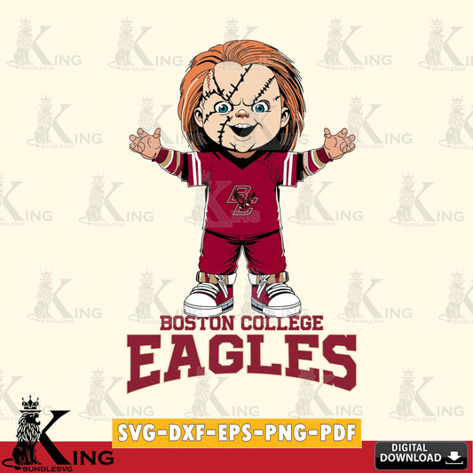 Digital download featuring Boston College Eagles Chucky Football NCAA cut SVG PNG design suitable for Glowforge and laser cutting.