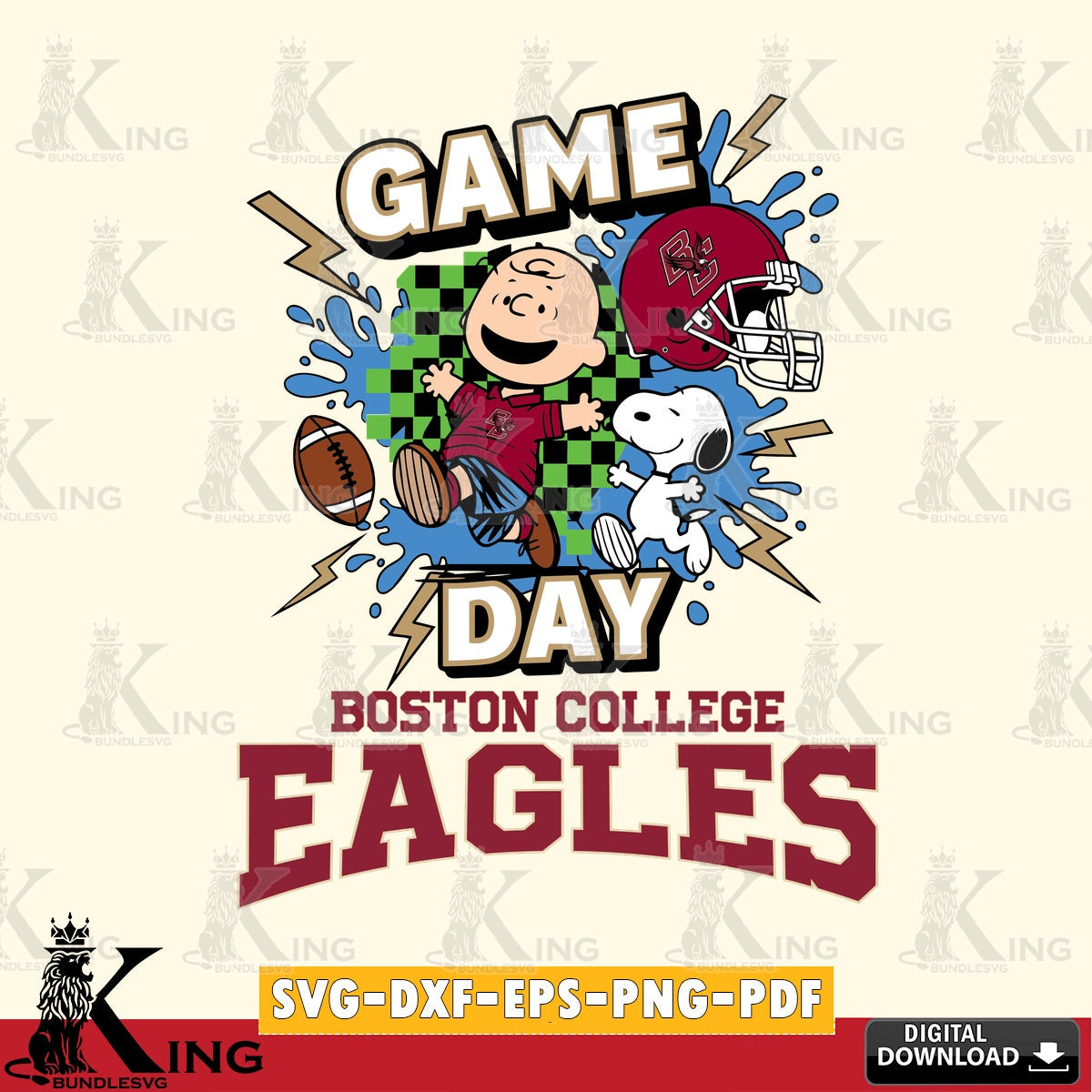 Boston College Eagles Game Day Peanuts SVG, Cricut, Cut file  , Digital Download , Instant Download, Peanuts svg, NCAA svg, Football svg, Sport svg