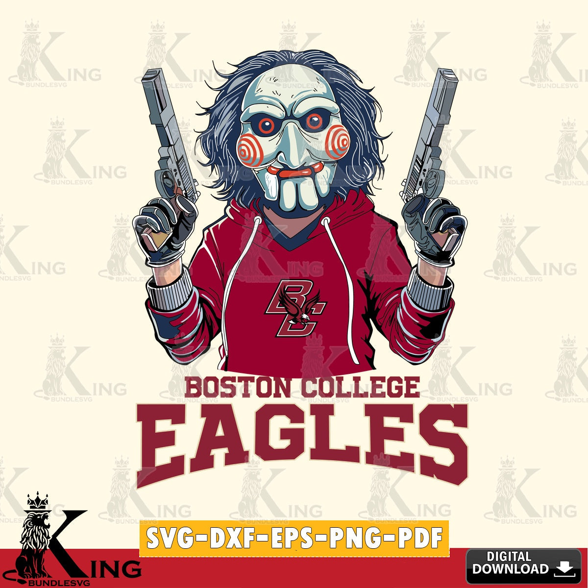 Artistic drawing of Boston College Eagles Jigsaw Billy Football, NCAA PNG clipart for sublimation printing and graphic design