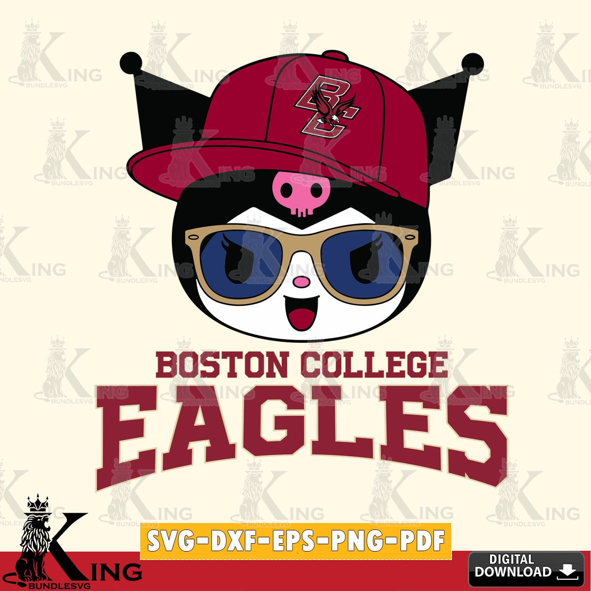 Boston College Eagles Kuromi Football Cool SVG file, Cricut, Cut file  , Digital Download , Instant Download, Sanrio svg, Clipart