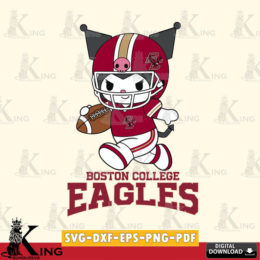 Boston College Eagles Kuromi Football Run SVG file, Cricut, Cut file  , Digital Download , Instant Download, Sanrio svg, Clipart