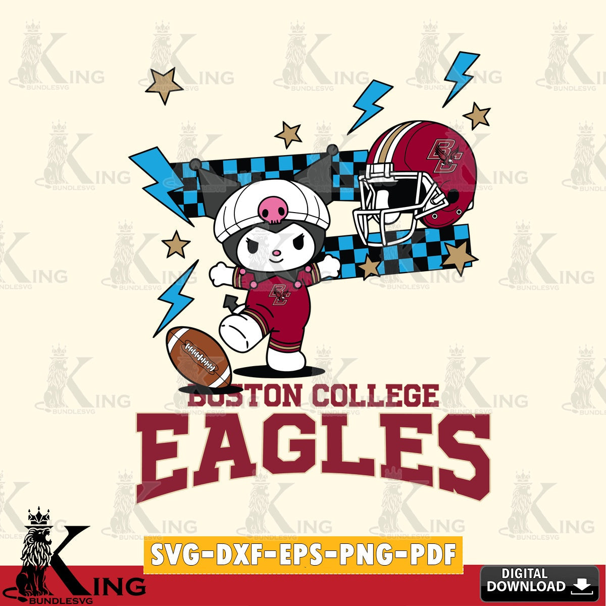 Boston College Eagles Kuromi Game Day SVG file, Cricut, Cut file  , Digital Download , Instant Download, Sanrio svg, Clipart
