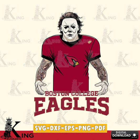 Digital clipart of Boston College Eagles Michael Myers Tattoo Football, PNG clipart for sublimation printing and graphic design