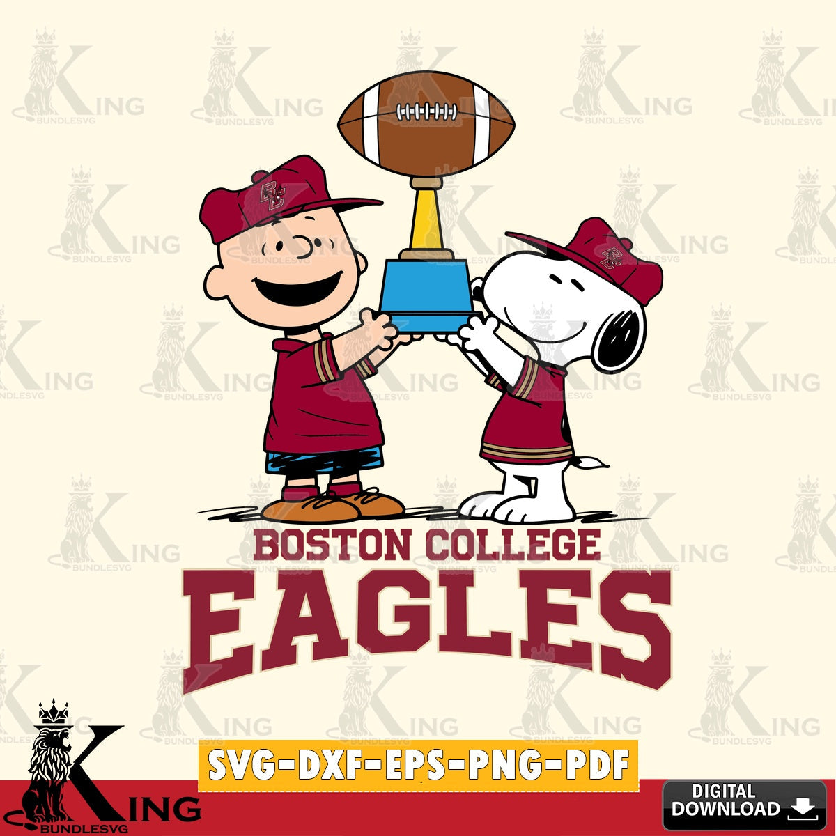 Boston College Eagles Peanuts Football Trophy SVG, Cricut, Cut file  , Digital Download , Instant Download, Peanuts svg, NCAA svg, Football svg, Sport svg