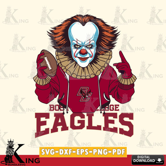 Detailed illustration of a Boston College Eagles Pennywise football player, SVG cut file for personalized gifts and laser projects