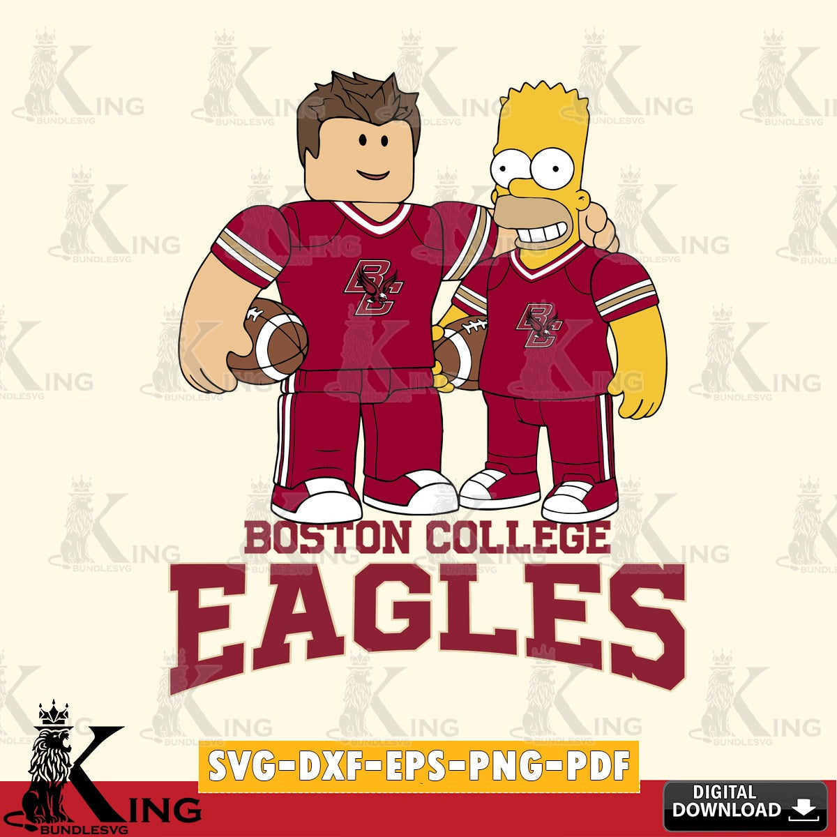 Boston College Eagles Roblox & Homer Simpson Football SVG file , NCAA Cricut,  File cut , Digital Download , PDF File