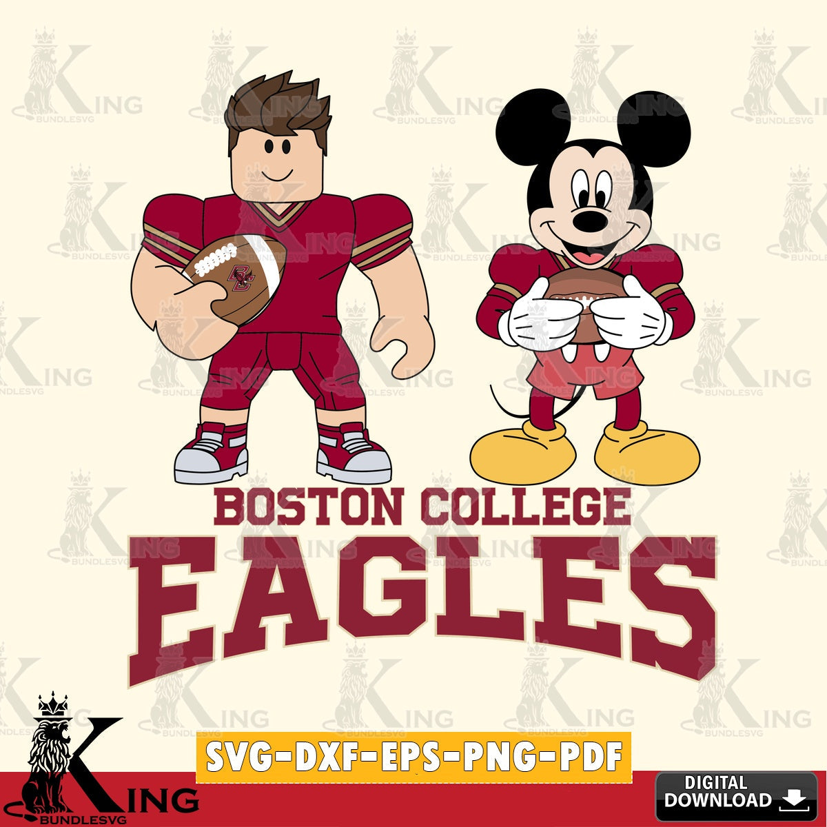 Boston College Eagles Roblox & Mickey Football SVG file , NCAA Cricut,  File cut , Digital Download , PDF File
