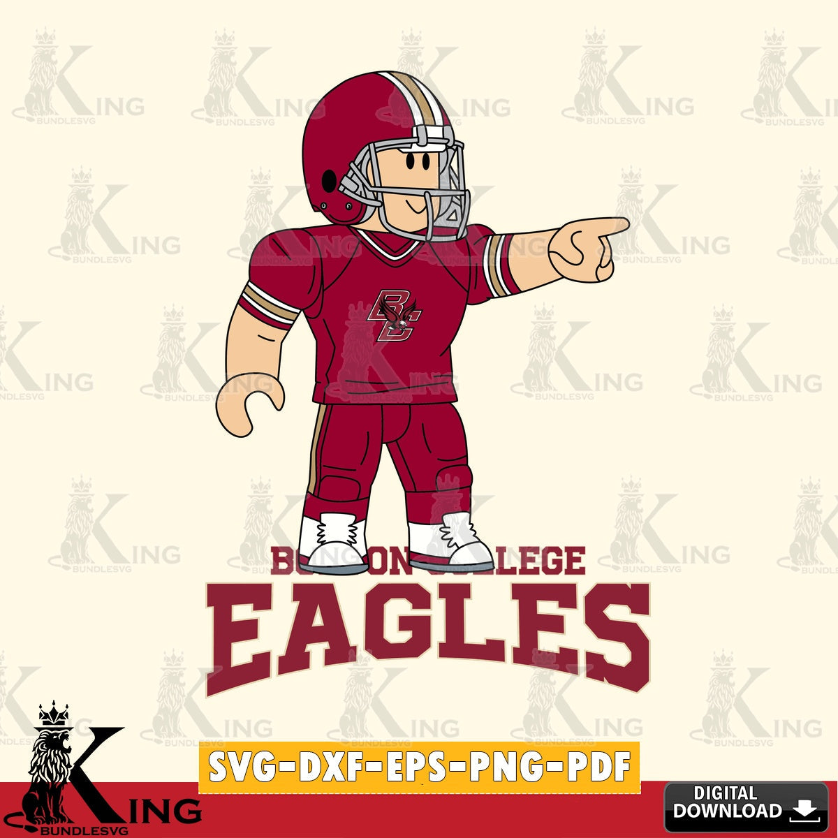 Boston College Eagles Roblox Player Football SVG file , NCAA Cricut,  File cut , Digital Download , PDF File