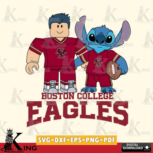 Boston College Eagles Roblox & Stitch Football SVG file , NCAA Cricut,  File cut , Digital Download , PDF File