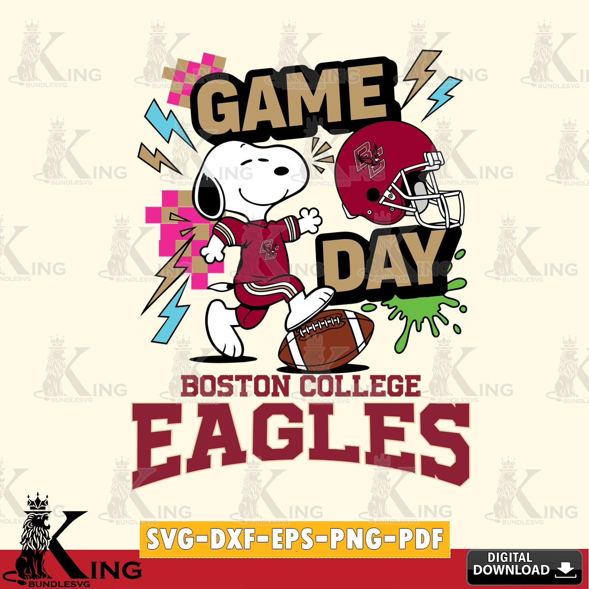 Boston College Eagles Snoopy Game day SVG, Cricut, Cut file  , Digital Download , Instant Download, Peanuts svg, NCAA svg, Football svg, Sport svg