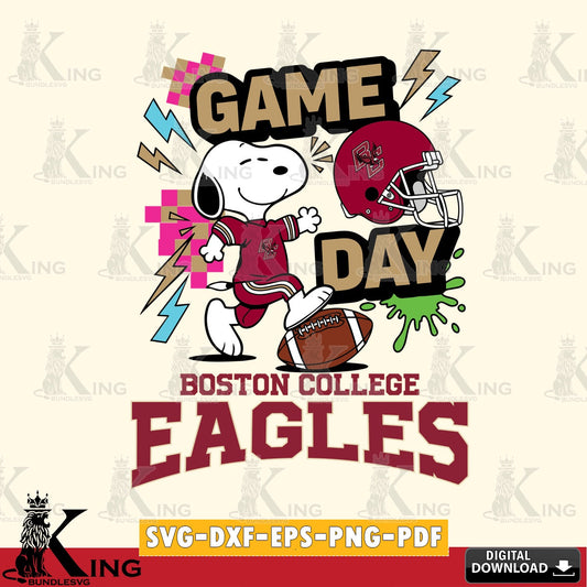 Boston College Eagles Snoopy Game day SVG, Cricut, Cut file  , Digital Download , Instant Download, Peanuts svg, NCAA svg, Football svg, Sport svg