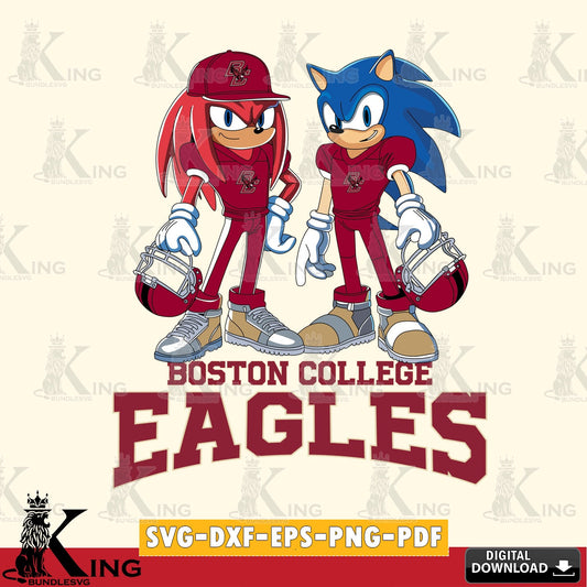 Artistic drawing of Boston College Eagles Sonic And Knuckles football player, digital download for Cricut Maker and paper crafts