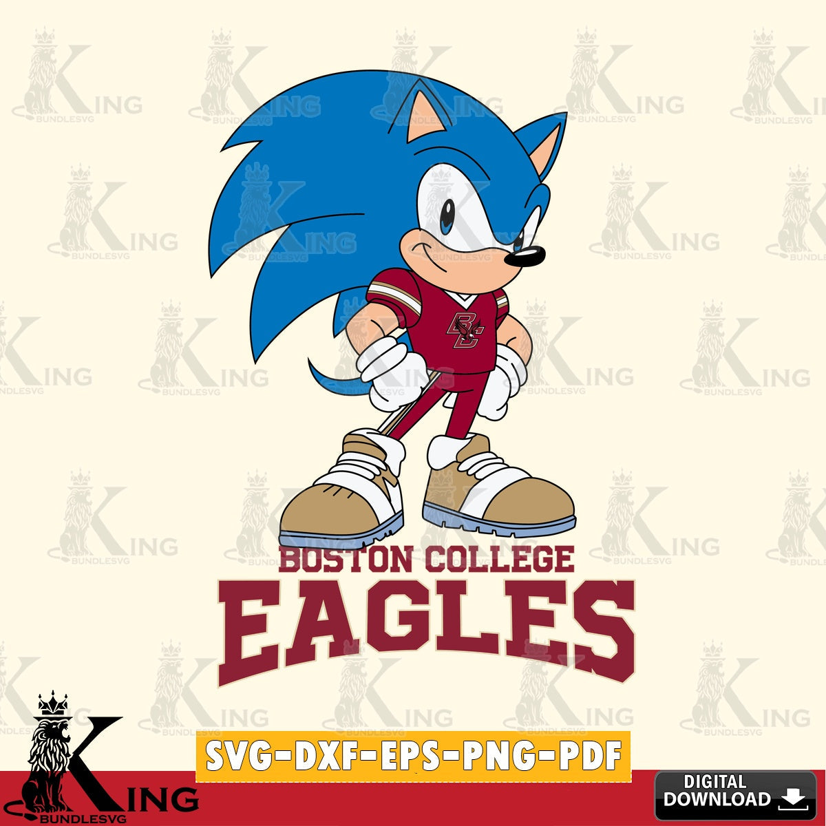 Boston College Eagles Sonic Football Star Mascot SVG file, Vector , Digital Download , PDF File , Instant Download