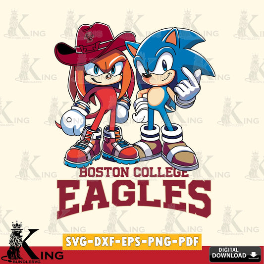 High-quality graphic of Boston College Eagles Sonic & Knuckles football mascot vector art for engraving, cutting, and printing