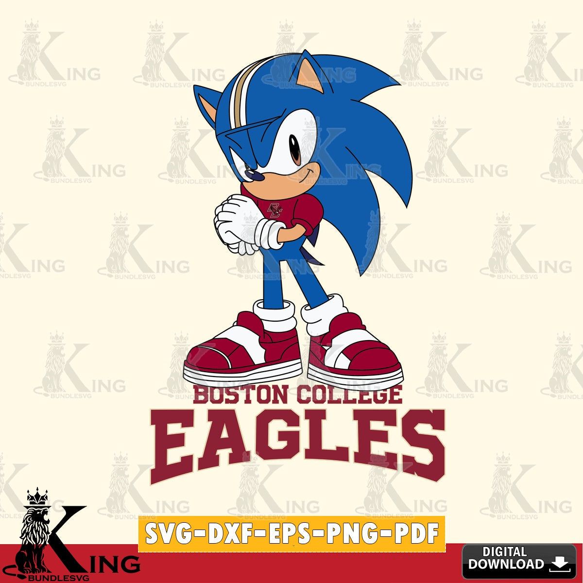 Boston College Eagles Sonic cute Football SVG file, Vector , Digital Download , PDF File , Instant Download