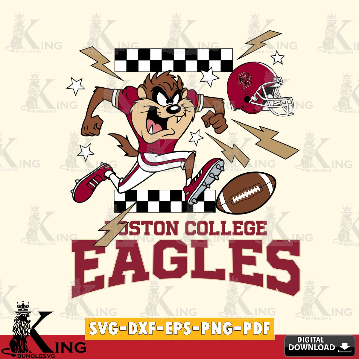 Boston College Eagles Taz Football Lightning SVG file, Cut file  , Digital Download , Instant Download, Taz svg, NCAA svg