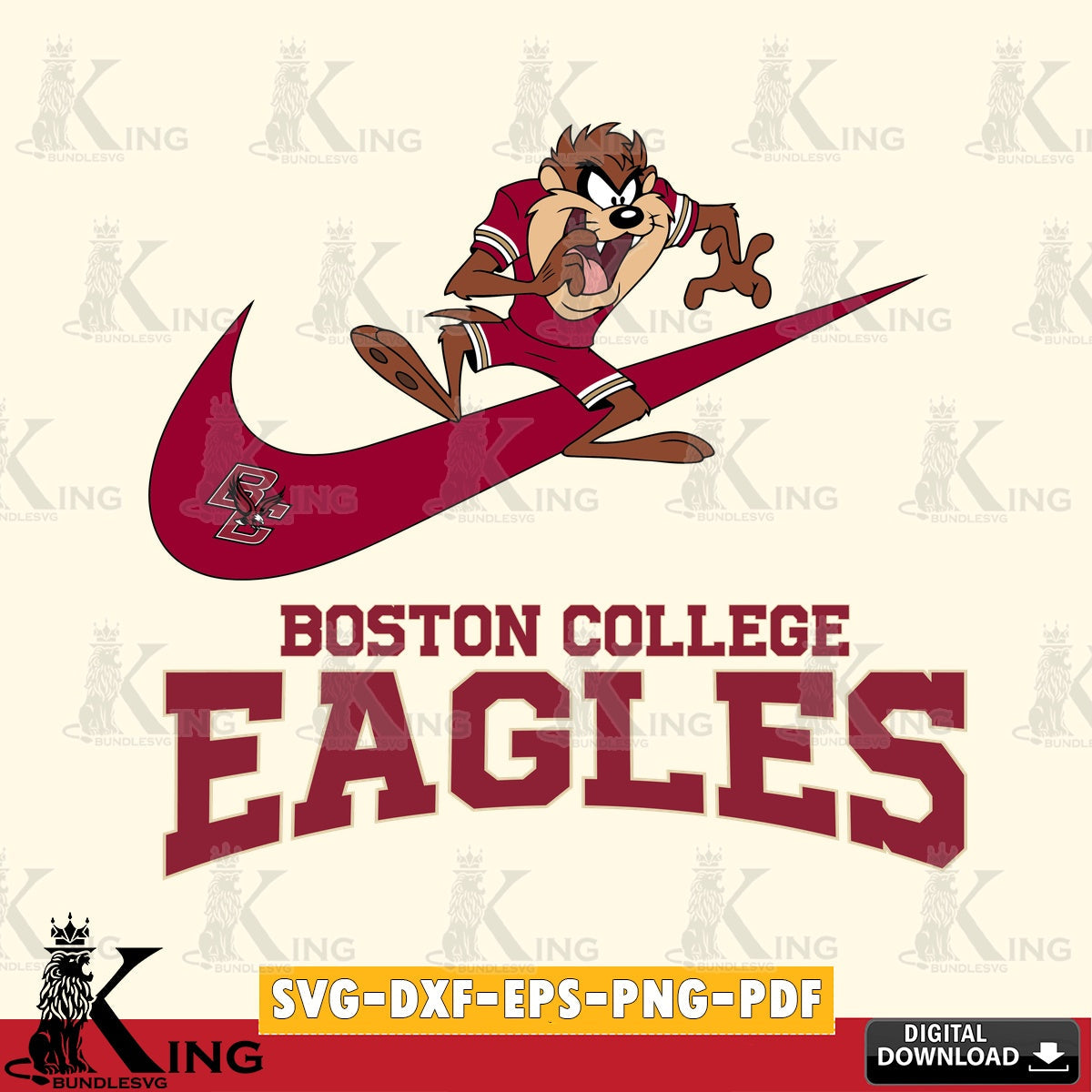 Boston College Eagles Taz Football Nike SVG file, Cut file  , Digital Download , Instant Download, Taz svg, NCAA svg