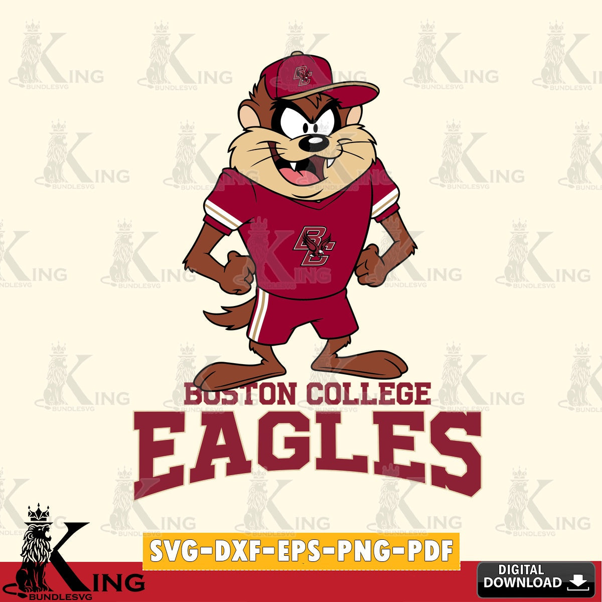 Boston College Eagles Taz Standing Pose SVG file, Cut file  , Digital Download , Instant Download, Taz svg, NCAA svg