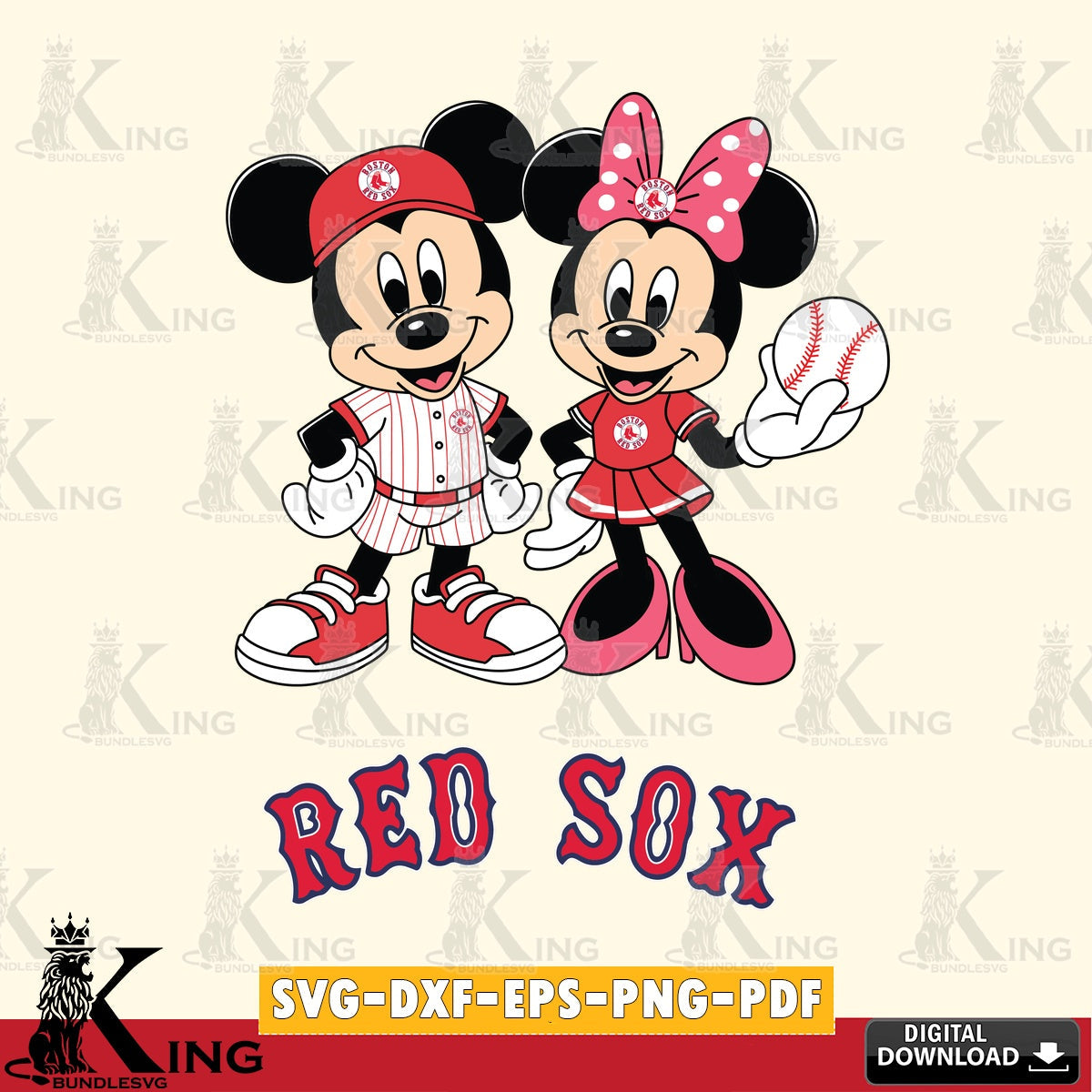 Boston Red Sox Baseball Mickey Minnie Mouse SVG file , For Cricut,  File cut , Digital Download , PDF File, Cut Files