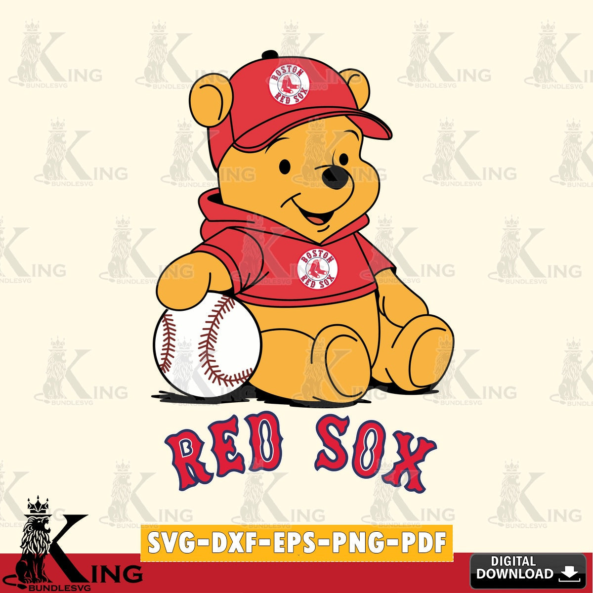 Beautiful illustration of Boston Red Sox baseball star Teddy, SVG cut file for personalized gifts and laser projects.