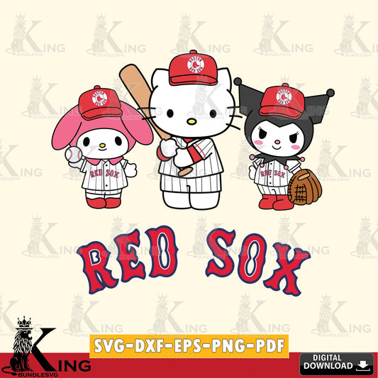 Digital download featuring cute kawaii Boston Red Sox friends, crafting file for iron-on transfer and vinyl decals.