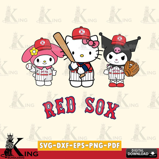 High-quality graphic of a Boston Red Sox Kawaii baseball team, vector art for engraving, cutting, and printing.