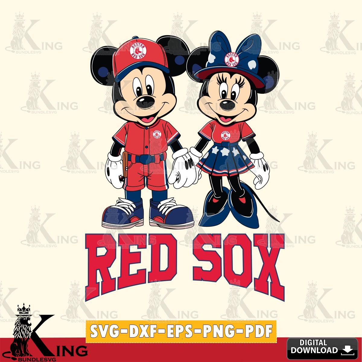 Boston Red Sox Mickey Minnie Baseball SVG File, MLB for Cricut, Silhouette, Digital Download , file cut